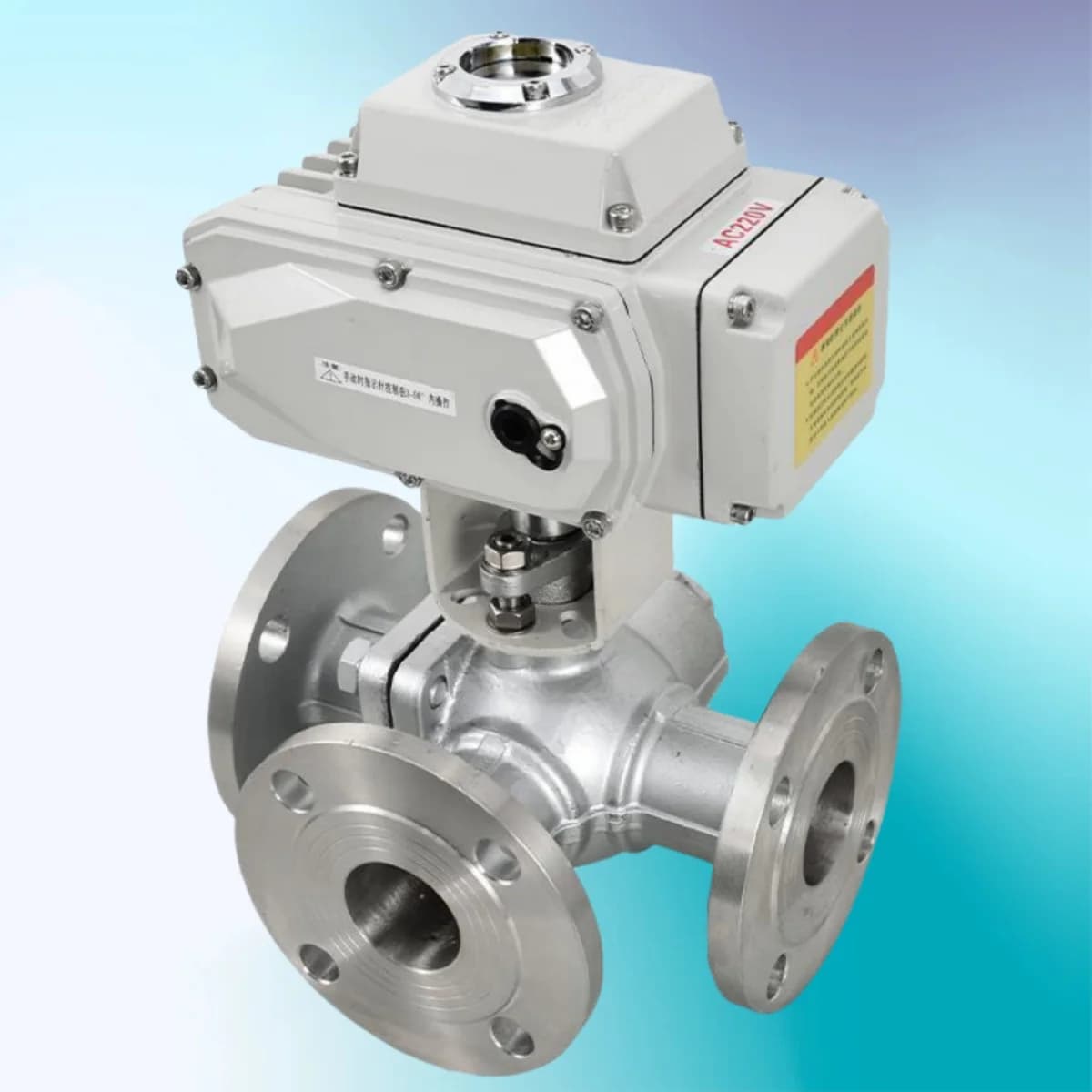 Stainless Steel 3-Way Ball Valve Flange Electric Actuator OEM Customizable Intelligent Water Valve For Water Control