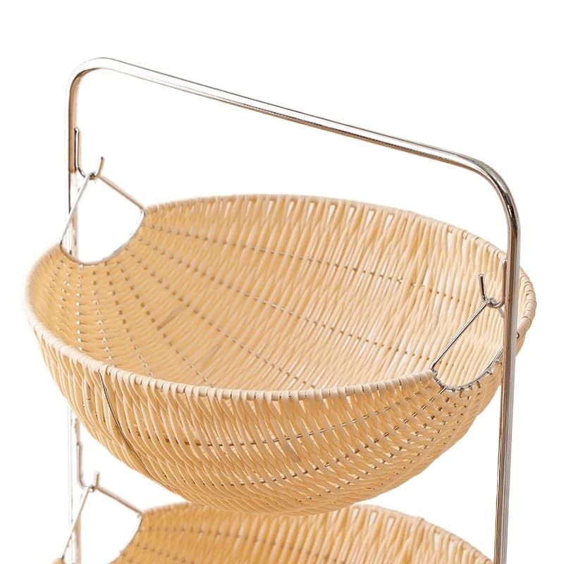 Movable multi  layer floor  to ceiling snack and book shelf, fruit and vegetable basket, multi - functional living room storage