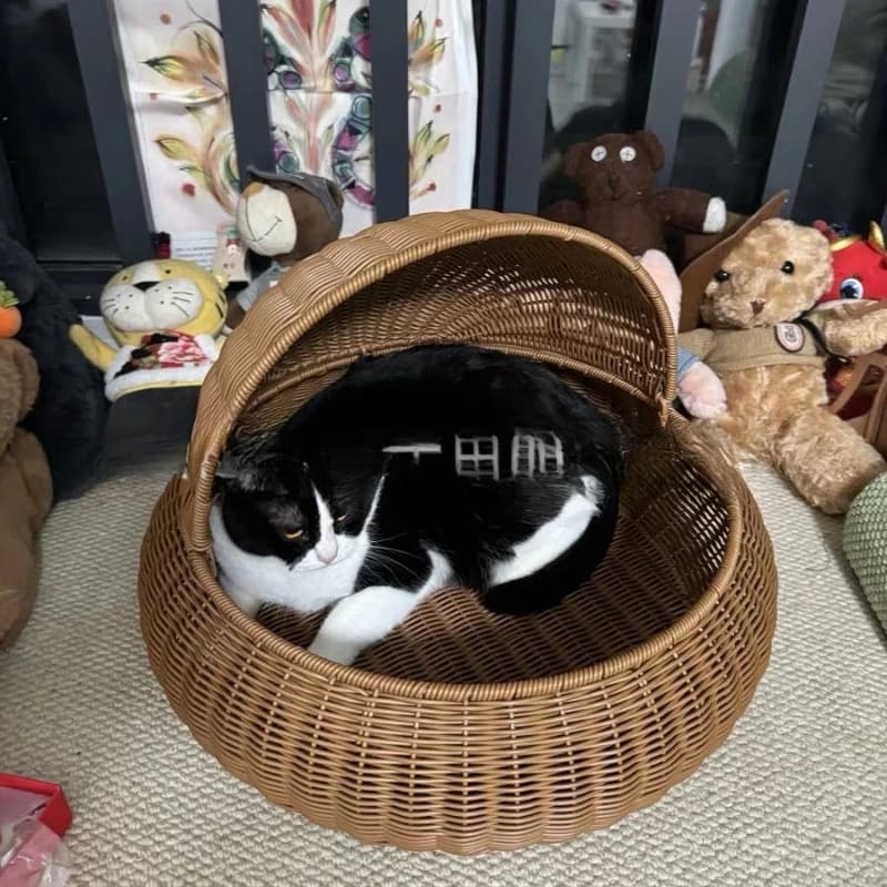 Rattan cat nest cat cage cat scratching board scratch-resistant grinding claws villa  ballhouse integrated four-seas