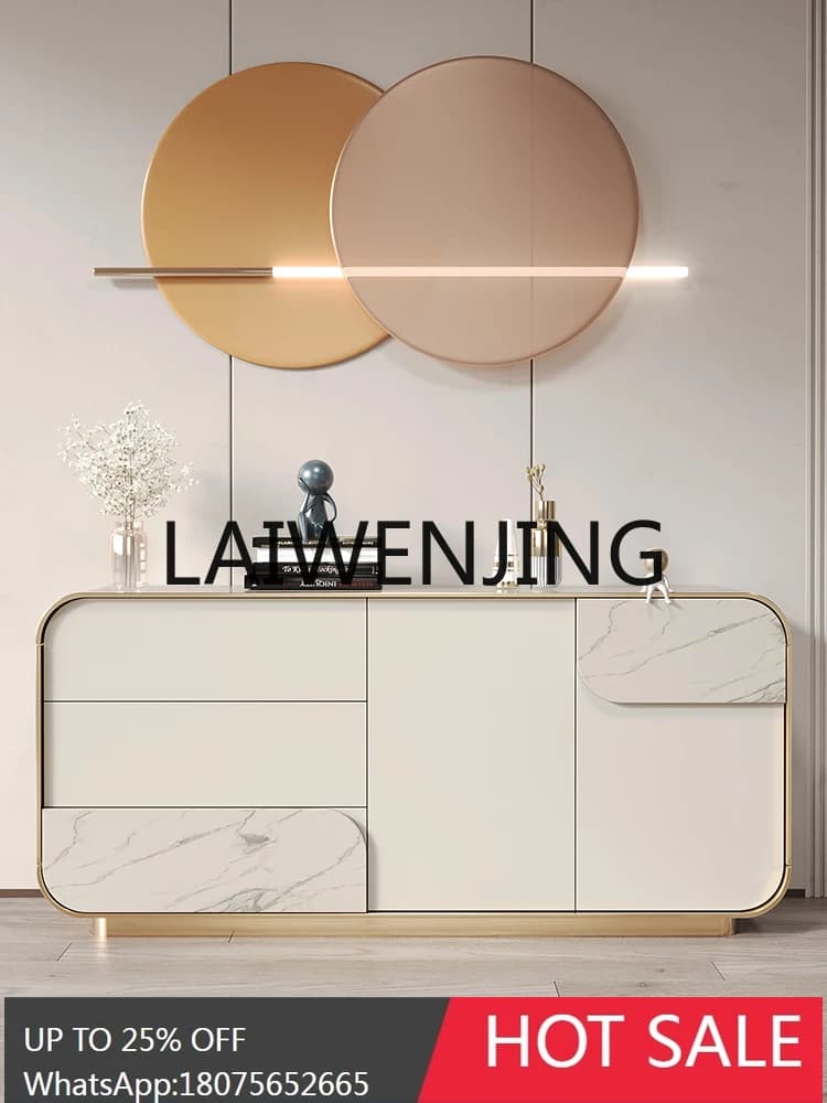 Italian Hallway Marble Sideboard Cabinet Living Room Partition Wall Stainless Steel Decorative Storage