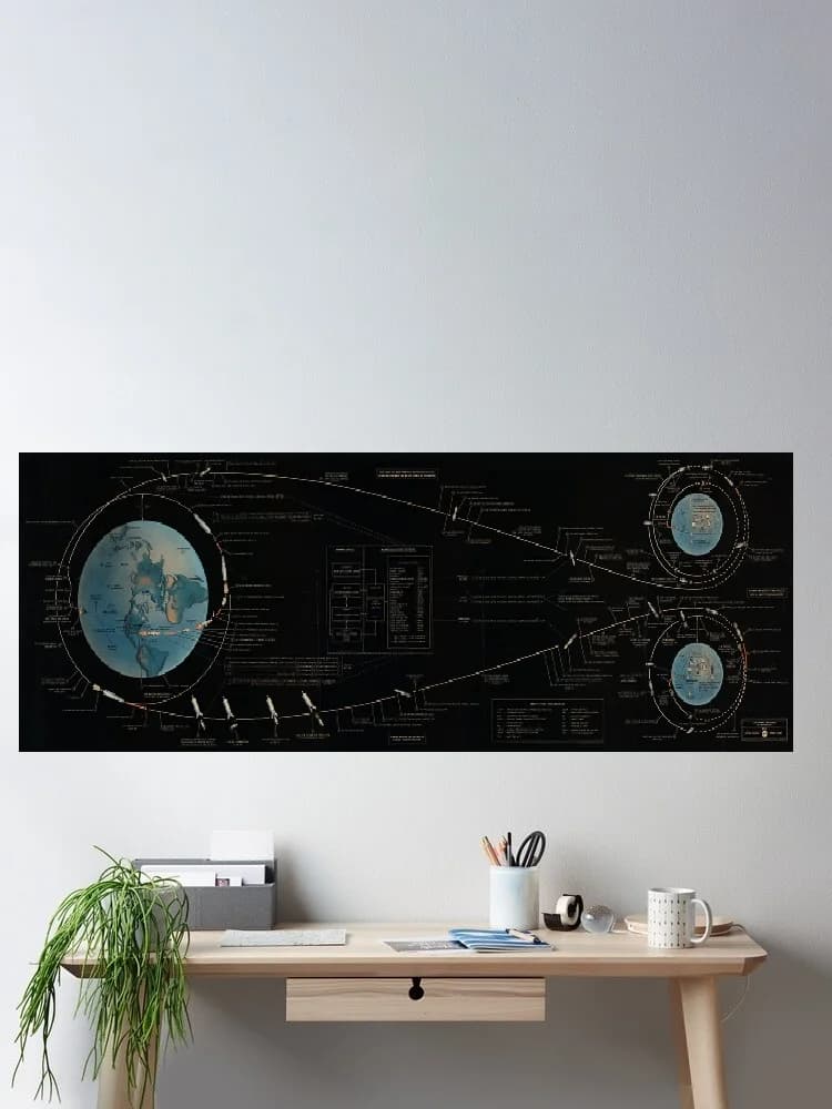 Apollo 11 Mission Moon Landing Flight Plan , Art Print Canvas Poster, Living Room Decor, Home Wall Picture
