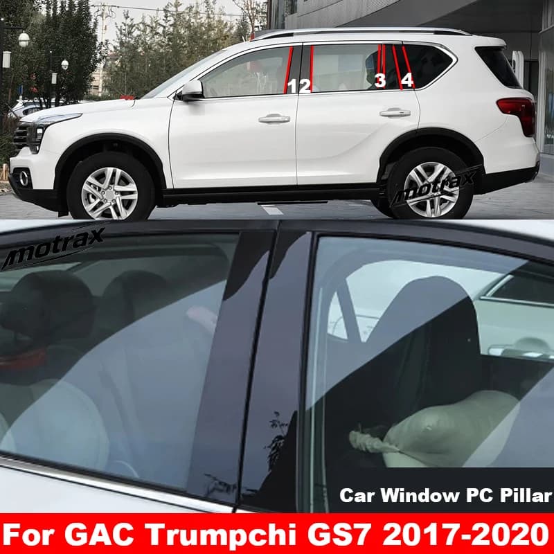 For GAC Trumpchi GS7 2017-2020 Car B C Pillar Stickers PC Window Trim Cover Middle Pillar Decorative Exterior Sticker Accessory