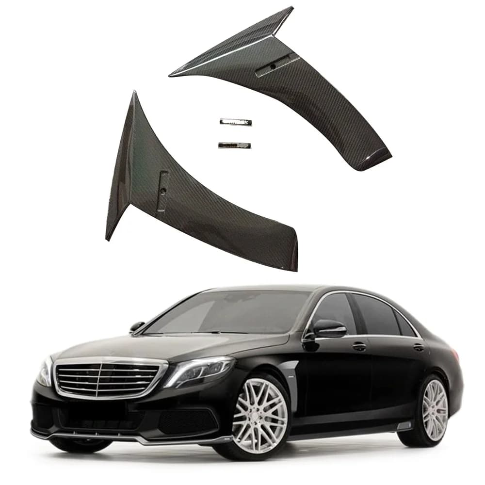 For 2014-2020 Year S Class W222 B Style DRY Carbon Fiber Side Fender Flare Air Vent Trim Fin Body Kit Car Accessory Auto Parts