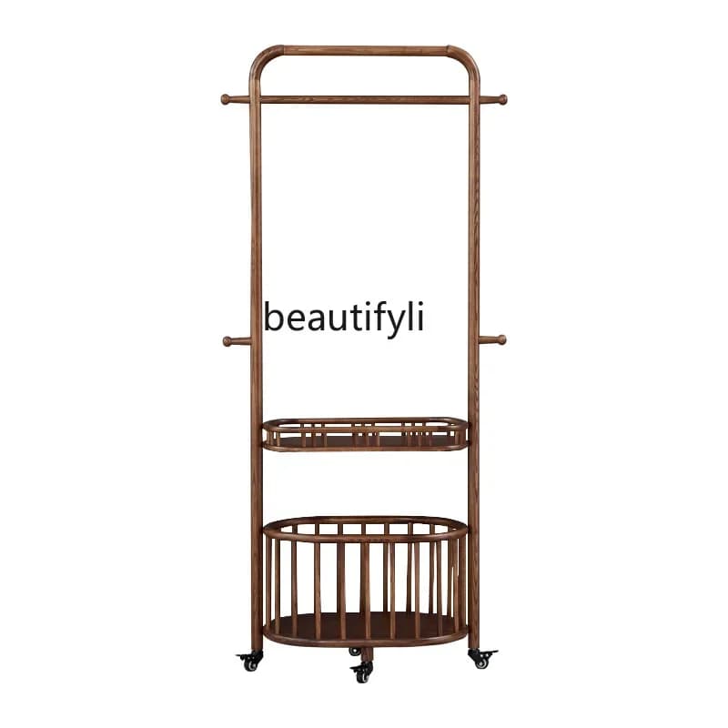 X Clothes Rack Floor Multi-Functional Solid Wood Hanger Household Integrated Storage Removable Coat Rack