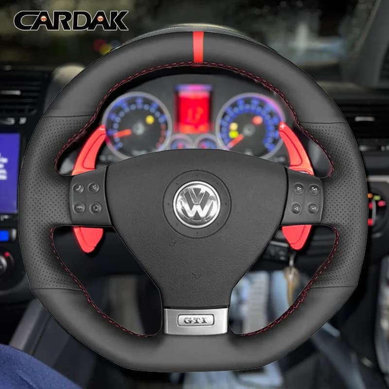 Black Artificial Leather Braid Car Steering Wheel Cover For Volkswagen VW Golf GTI 5 V R32 Scirocco Tiguan Passat Variant