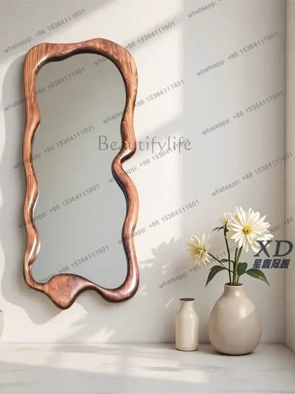 Medieval Full-length Mirror American Retro Wall-mounted Wabi-sabi Wind Chinese Special-shaped Irregular Full-length Mirror