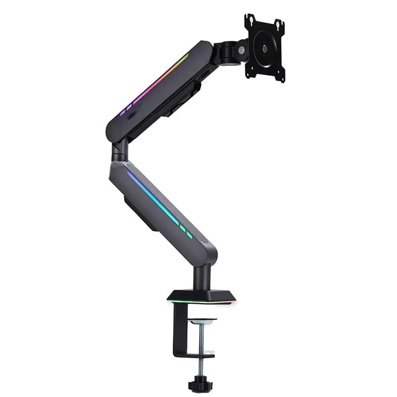 Plastic-coated iron monitor stand, desktop stand with RGB lighting, Type-C port, black, 90-degree tilt, multifunctional rotation