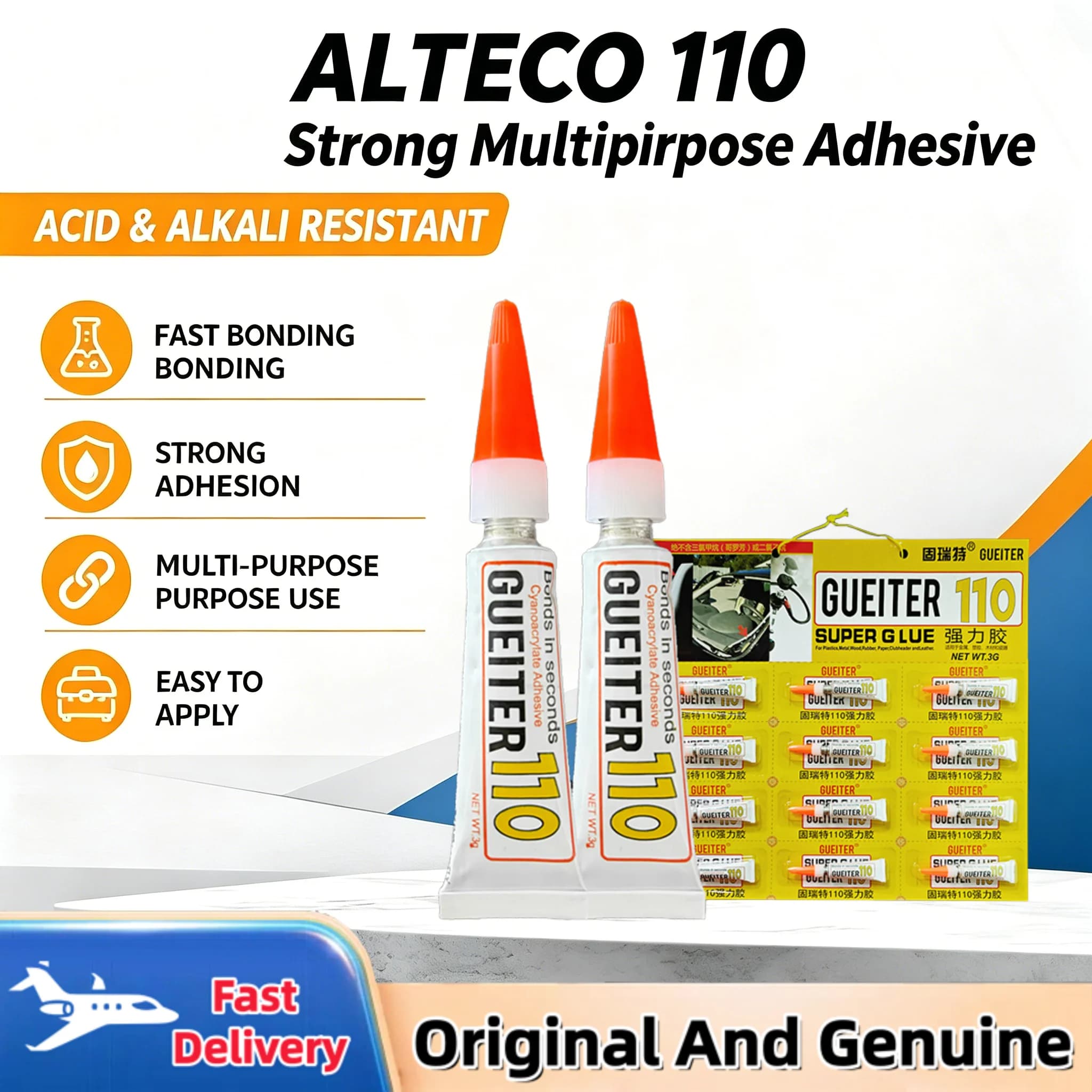 3Pcs Alteco 110 Super Glue Adhesive Quick Cure High Strength Multi-Purpose Adhesive for Durable Bonding