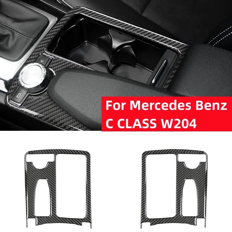 For Mercedes Benz C Class W204 2007-2013 Car Accessories Gear Shift Panel Decor Cover Trim Decals Carbon Fiber Interior Stickers