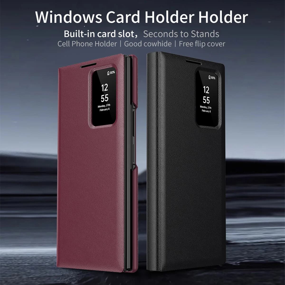 For Samsung Galaxy Z TriFold Tri-Fold Luxury PU Leather Case APP Smart Window View Stand Holder Card Slot Protective Flip Cover
