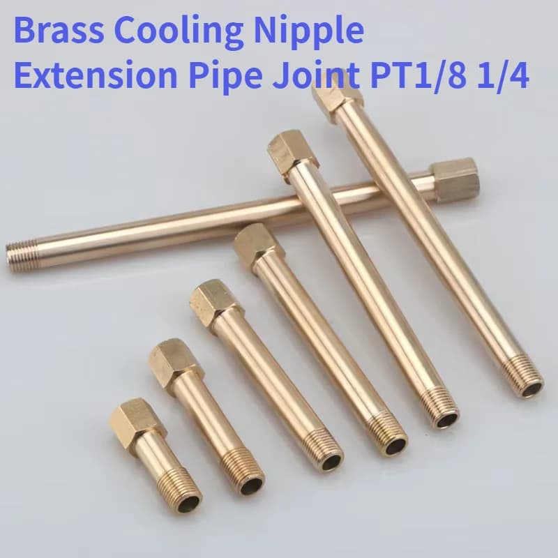 2PCS Brass Cooling Nipple Extension Pipe Joint PT1/8 1/4 Male Female Thread Mold Connector for Industrial