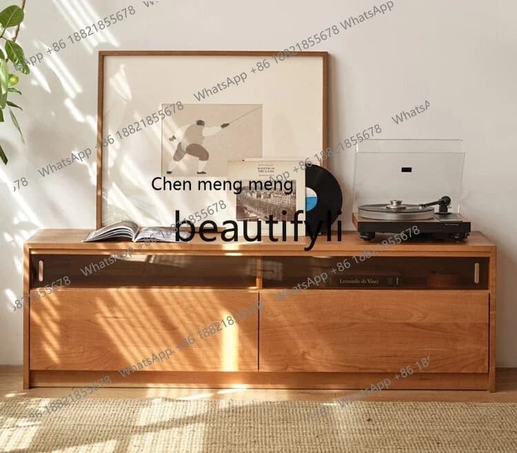 M178 Flip TV cabinet, solid wood against the wall, Nordic home living room storage cabinet