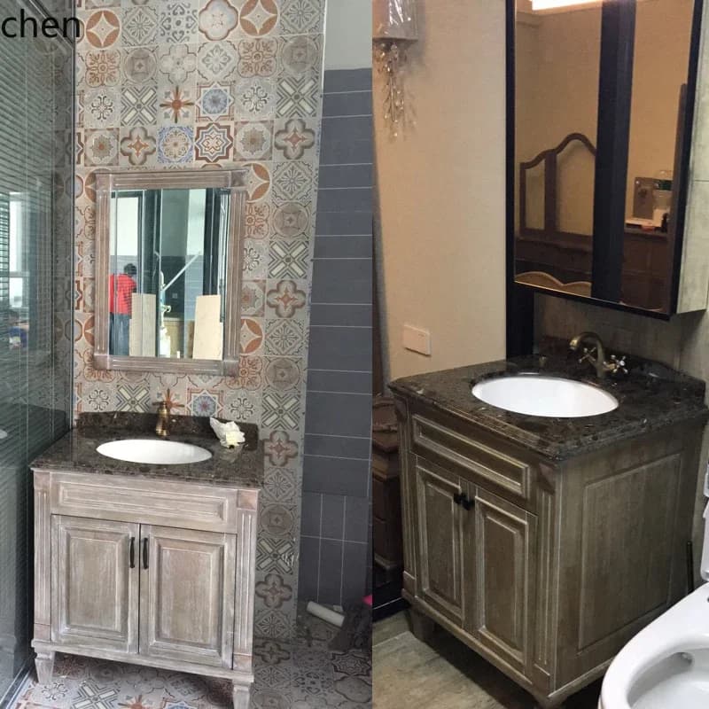 oak solid wood bathroom stand cabinet TV side cabinet Floor-to-ceiling washstand High cabinet Toilet side Basin