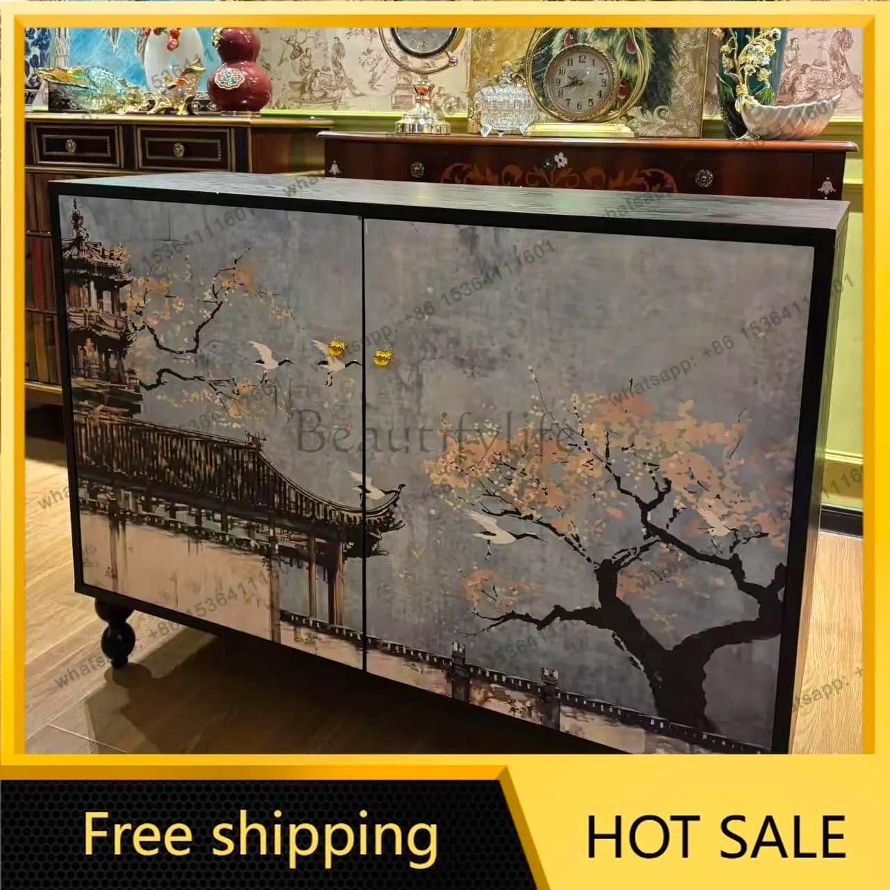LD living room dining side cabinet storage double door cabinet light luxury high sense
