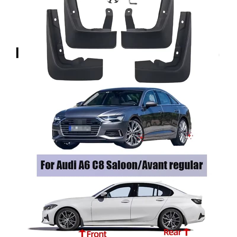 For Audi A6 C8 Saloon/Avant regular version MudFlaps Splash Guards Audi A6 C8 Mudguards 4pcs 2019-2025  NO-Drill