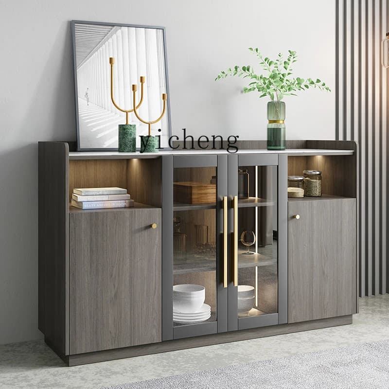 GZ-11  modern rock slab dining side cabinet restaurant storage integrated entrance cabinet wine cabinet
