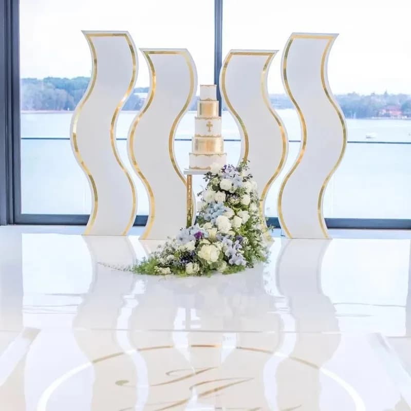Pvc wedding decoration acrylic wave romc background mage