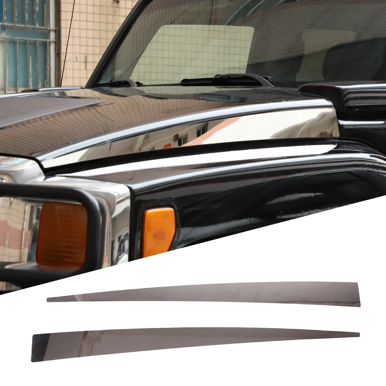 For Hummer H3 2005 2006 2007 2008 2009 Stainless Steel Silver Car Hood Engine Two Side Cover Trim Stickers Car Accessories