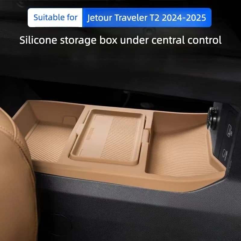 For Jetour Traveler T2 2024-2025 Under Center Console Silicone Storage Box Car Interior Organizer Modification Accessories