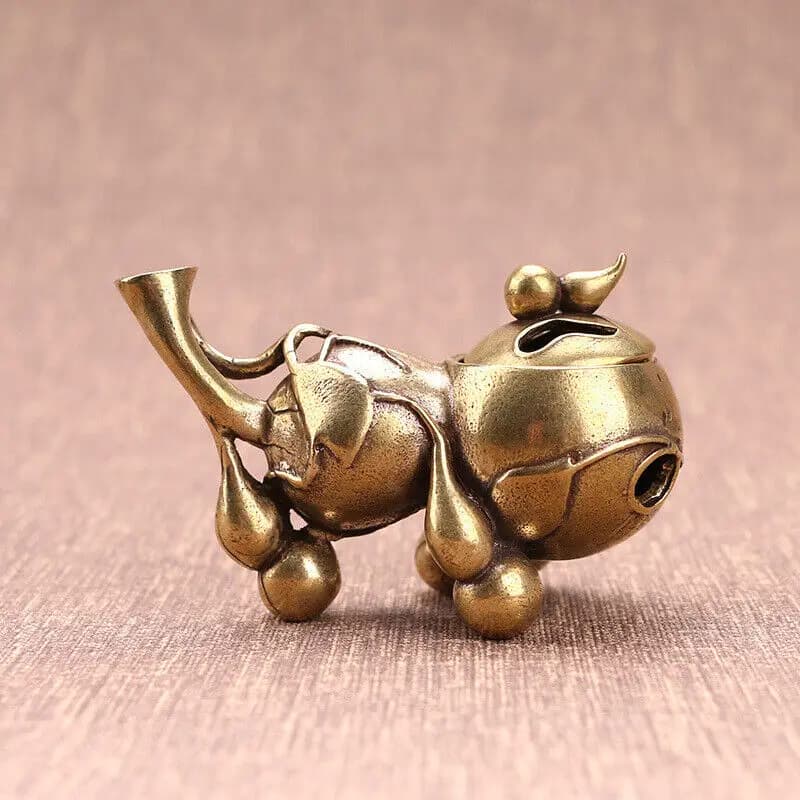 Brass "Gourd" Incense Cone Burner Holder Desk Ornament Collection China