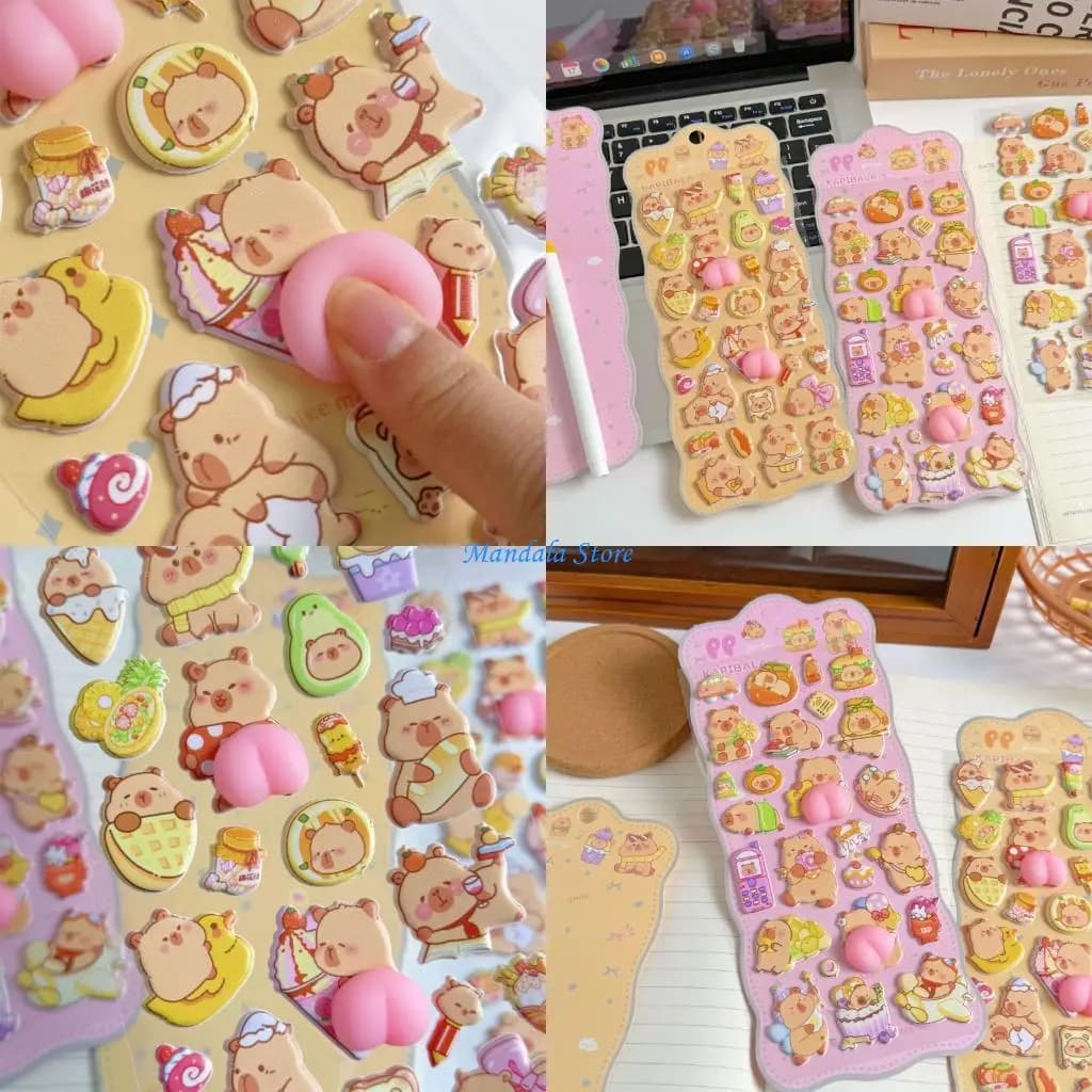 U2JC Sticker Sensory Fidgets Toy Animal Squeeze Toy Decorative Sticker Gift