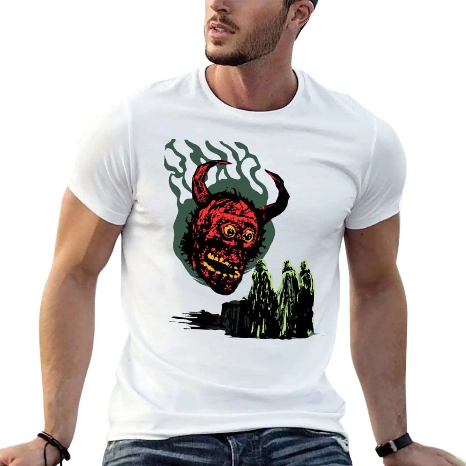 Floating Demon Head and Worshipers! T-Shirt plus sizes blue lock t shirts for men pack