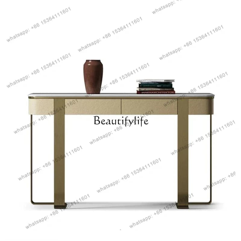 12Italian Affordable Luxury Style Console Tables Pure Natural Marble Porch Table