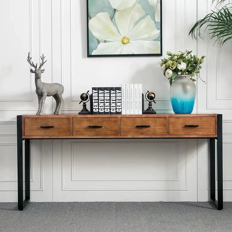 French Vintage Console Table Rustic Design Practical Premium Console Table With Drawers Against The Wall Mesa Furniture