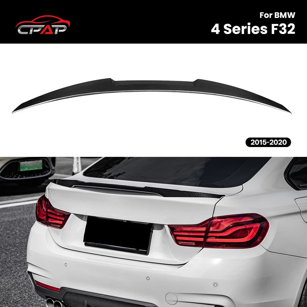 Real Dry Carbon Fiber Rear Trunk Roof Spoiler Boot Wing For BMW 4 Series Coupe F32 2015-2020 M4 Style