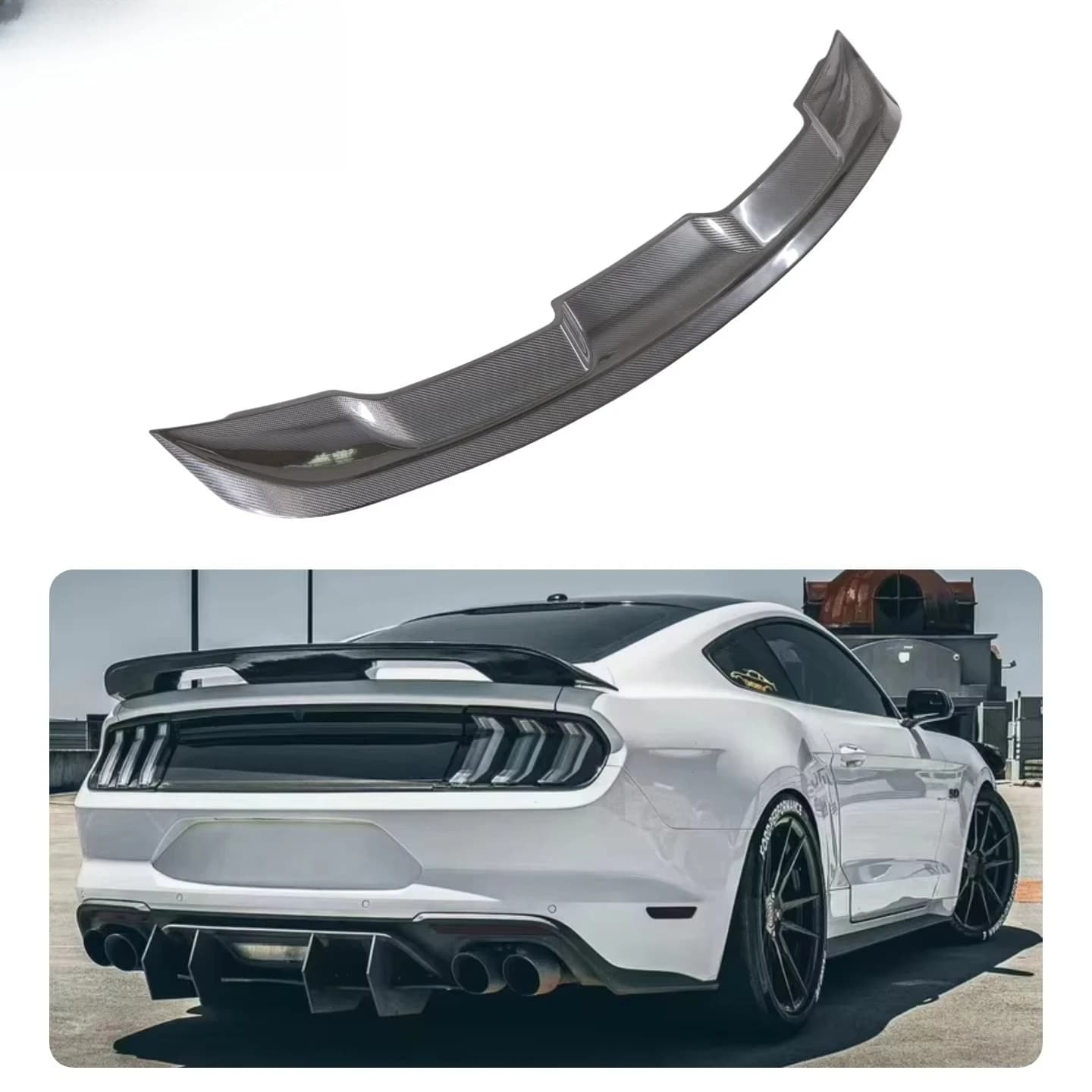 Carbon Fiber Rear Trunk Spoiler Wing for Ford Mustang GT   2015 - 2020