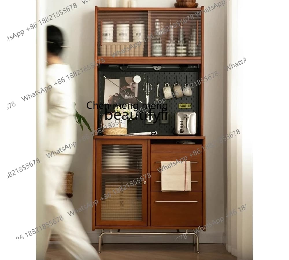 X Vintage Style Solid Wood Sideboard Integrated Cabinet Tea  Simple High Cabinet Entryway Multifunctional Storage Cabinet