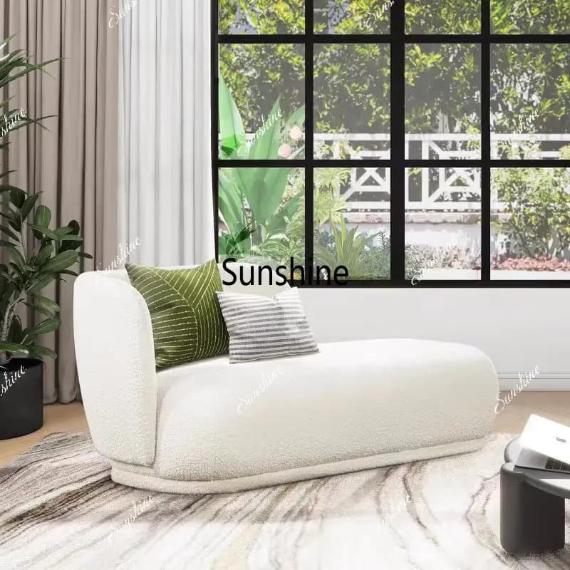 Modern simple Nordic cream fabric chaise longue leisure sofa beauty couch