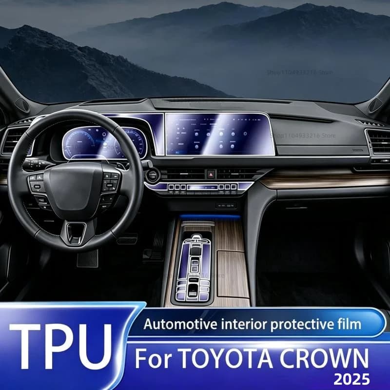 Transparent TPU Protective Film Anti-scratch For TOYOTA CROWN 2025 Car Interior Center Console Dashboard Navigation Pre-cut PPF