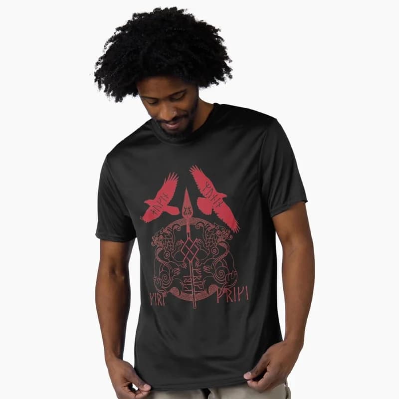 0415  Norse Mythology Spear of Odin Gift t shirt Gungnir Runes Geri Freki Huginn Muninn Graphic clothes 100% cotton All size top
