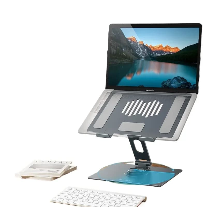 Notebook bracket 360 ° rotating aluminum alloy, foldable computer bracket, heightening frame