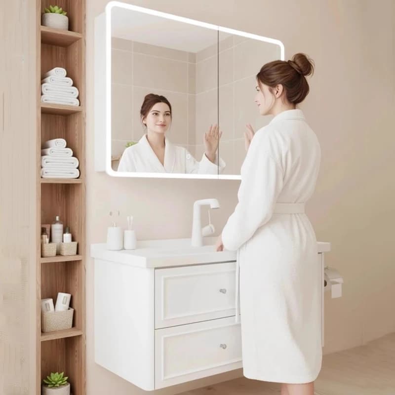 White Organizer Bathroom Cabinet Storage Shelves Toilet Display Partitions Luxury Cupboard Modern Archivadores Trendy Furniture