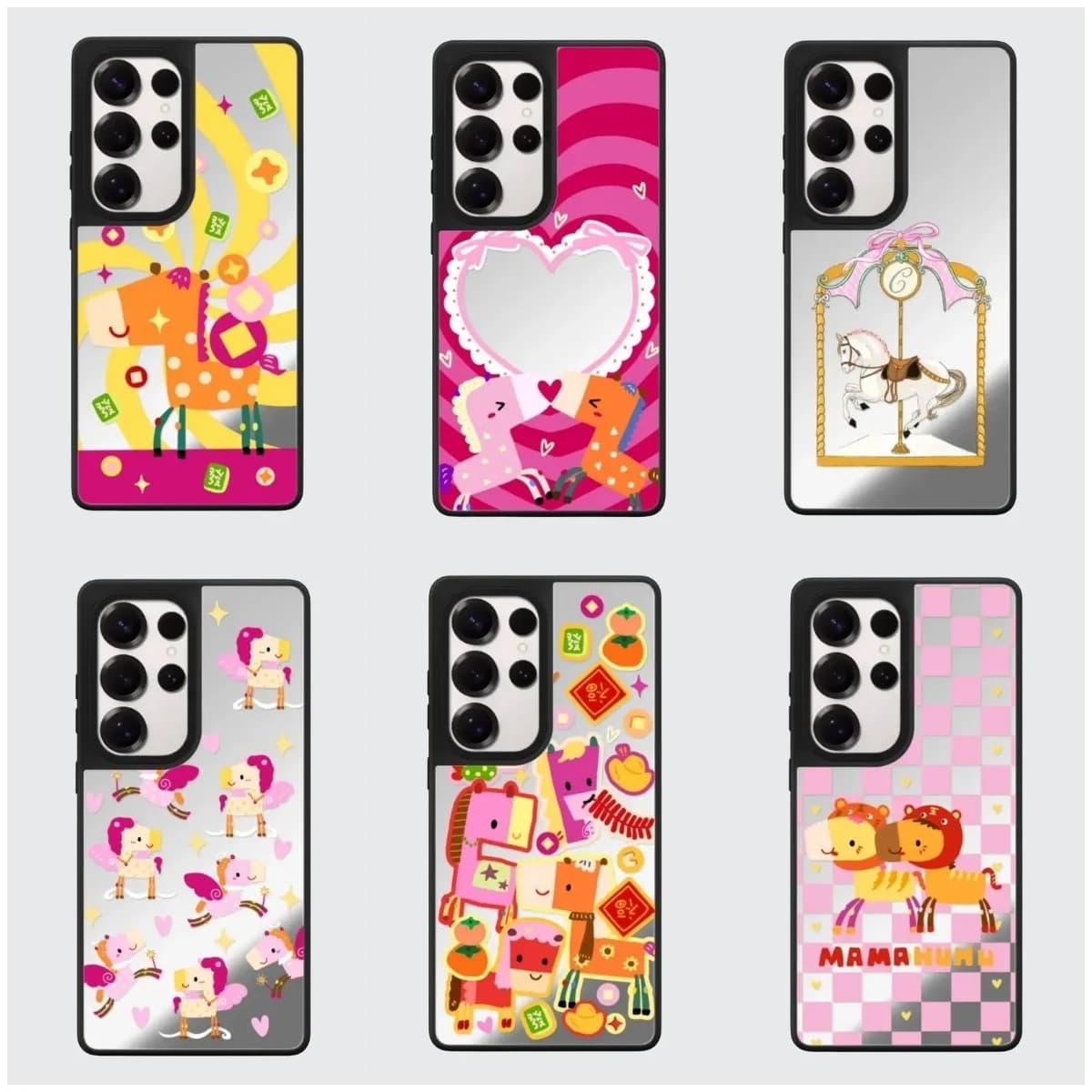 Horse Year Pattern Mirror Surface Case for Samsung Galaxy S26 S25 S24 S23 Ultra S26U S24+ S25+ S26 Plus Protective Case