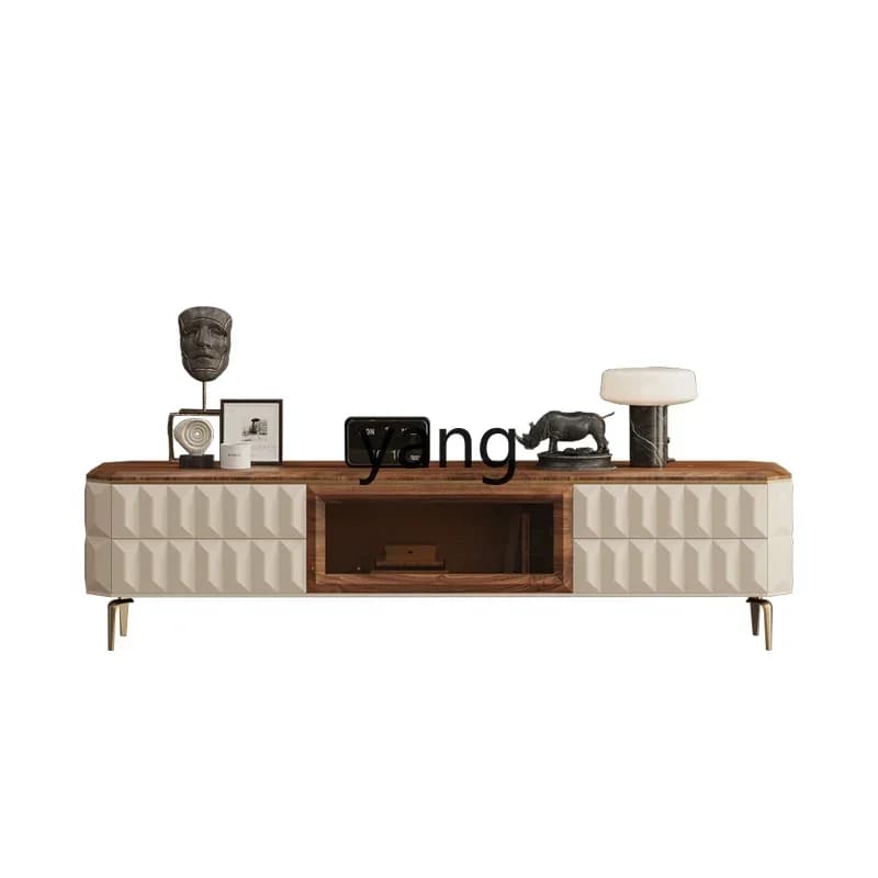 LMM  High-End Affordable Luxury Solid Wood TV Cabinet Present Villa Mid-Ancient Living Room Simple TV Stand