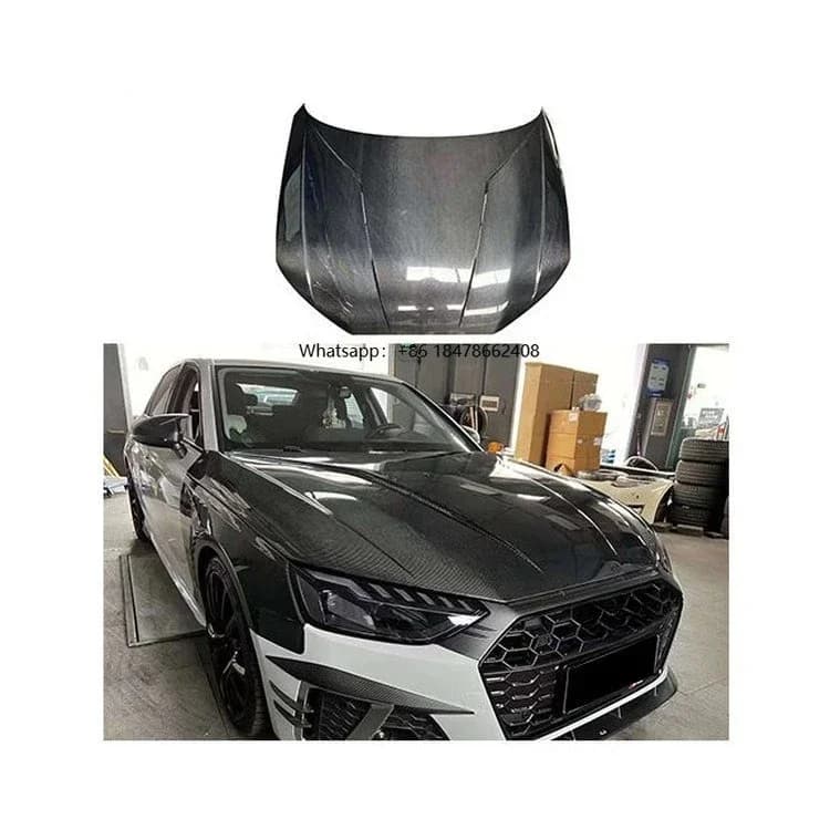 Auto Body System Car Parts 2021 2024 3K 12K Forged Dry Carbon Engine Cover Bonnet A4 B9.5 Carbon Fiber Hood for 2020-2025