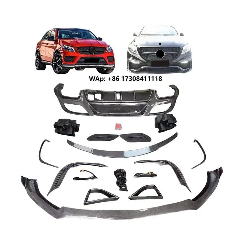 High Quality New Carbon Fiber Car Lip Bumpers Diffuser Body Kit with Clips for GLE Coupe C292 Clip-On Upgrade