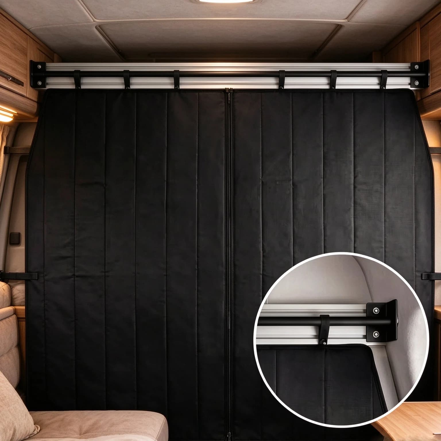 Insulated Privacy Partition Curtains for Camper Van Motorhome Caravan RV Heat-Insulating Blackout Magnetic Closure Cabin Curtain