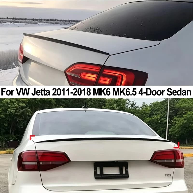 Car Rear Trunk Spoiler For Volkswagen Accessories Jetta MK6 MK6.5 2011-2018 4-Door Sedan Glossy Black Soft plastic