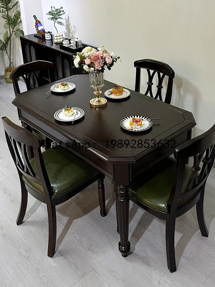 Country Style Solid Wood Dining Table Rectangular Dining Table for Small Apartments