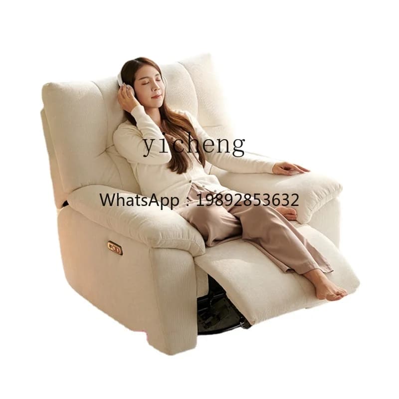 ZZZf Cream Style Lazy Sofa Sleeping Bedroom Single Sofa Bed Living Room Electric Recliner