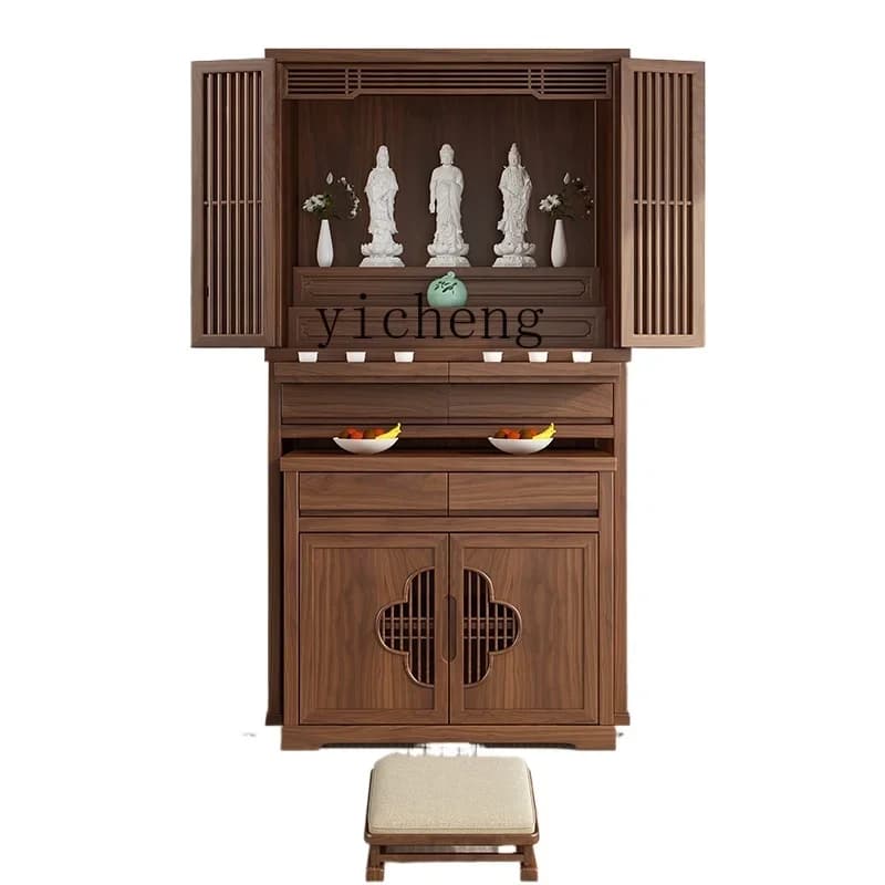 Buddhist hall new Chinese vertical cabinet modern simple altar cabinet living room home solid wood feng shui