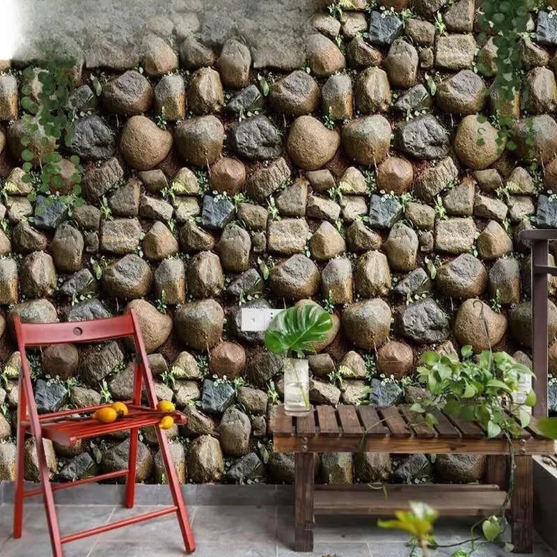 Outdoor self-adhesive waterproof and moisture-proof 3D restaurant imitation stone pattern wallpaper self-adhesive brick pattern