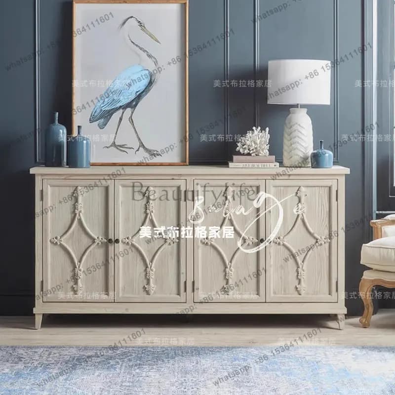 French retro small apartment dining side cabinet foyer entrance living room storage cabinet