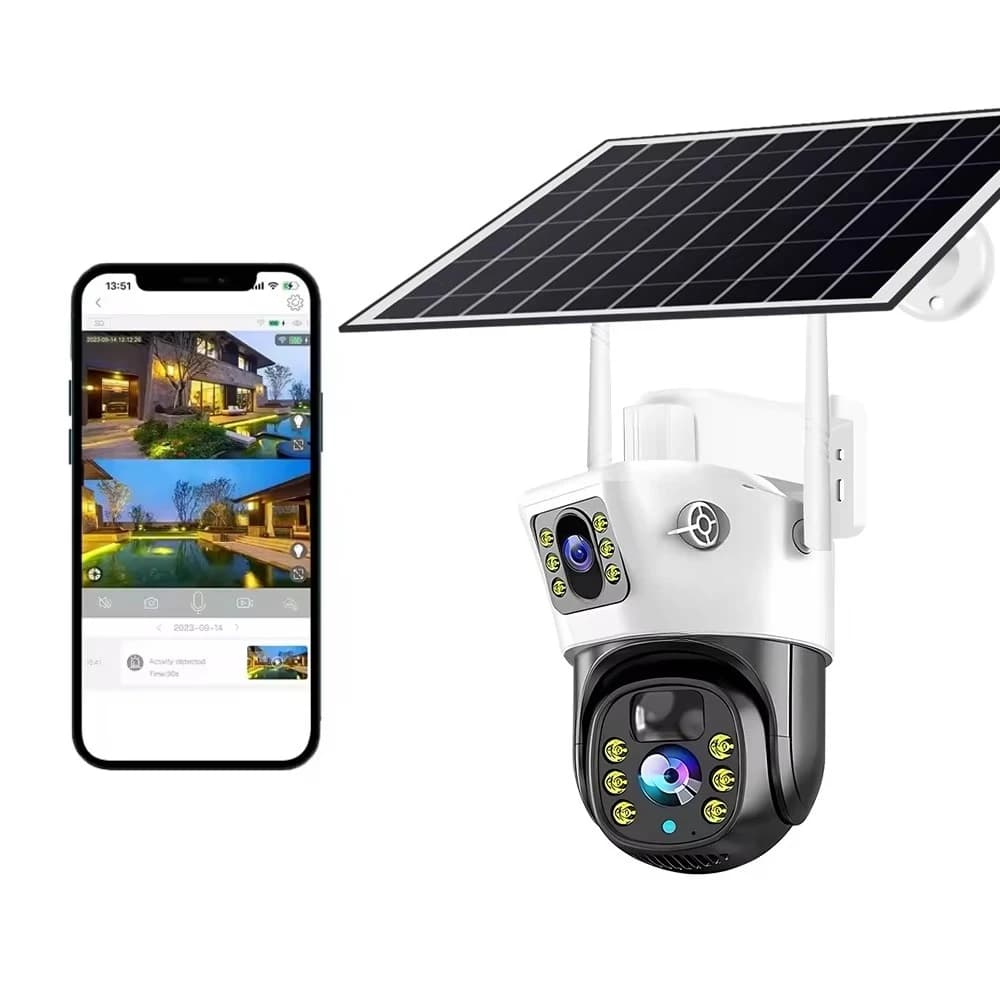 Factory Priced V380PRO HD 4MP Dual Lens CCTV Camera with Ptz 4G Sim Card Solar Powered CMOS Sensor for Outdoor Security