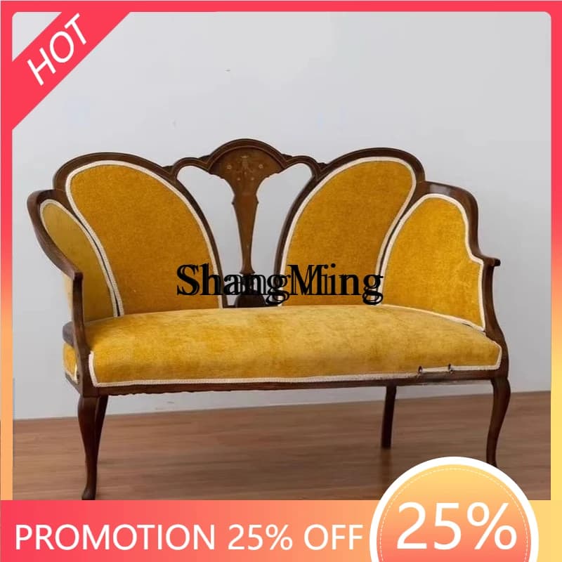 FGgood-looking  solid wood fabric living room retro casual cafe double bed and breakfast medium ancient style new