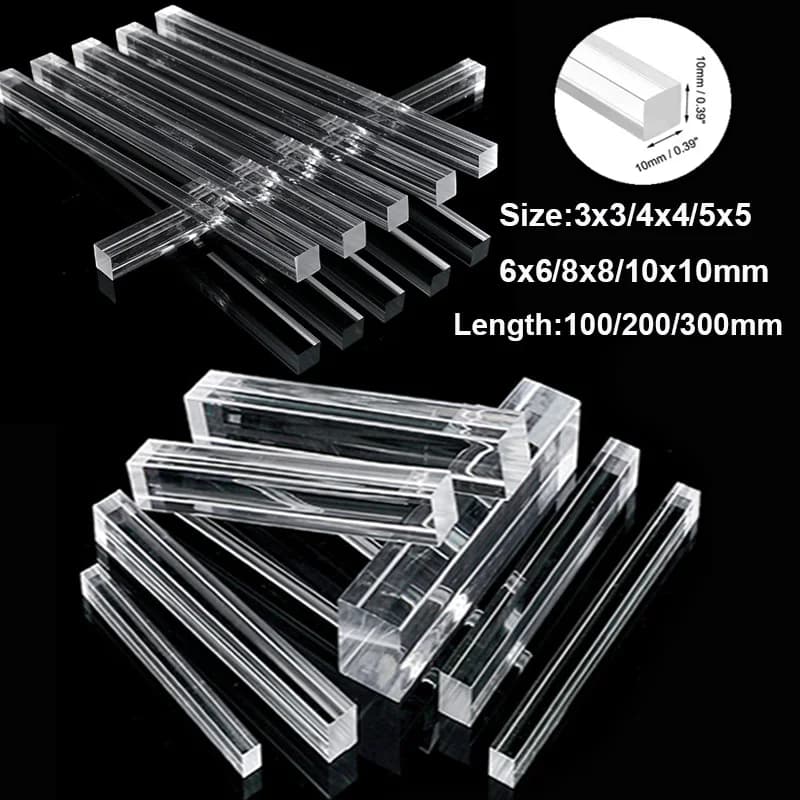 1-10pcs Acrylic Square Rod, Hyaline Plastic Rod, Acrylic Rod Length 100-300mm DIY Craft Architectural Model Material
